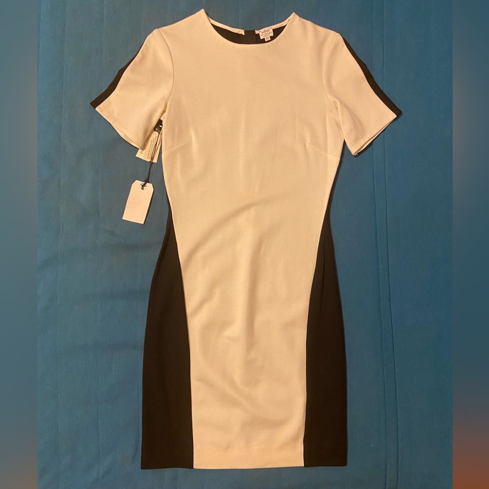 Wilfred Mignonne Color Block Short Sleeve DressDress in Black and Birch/White